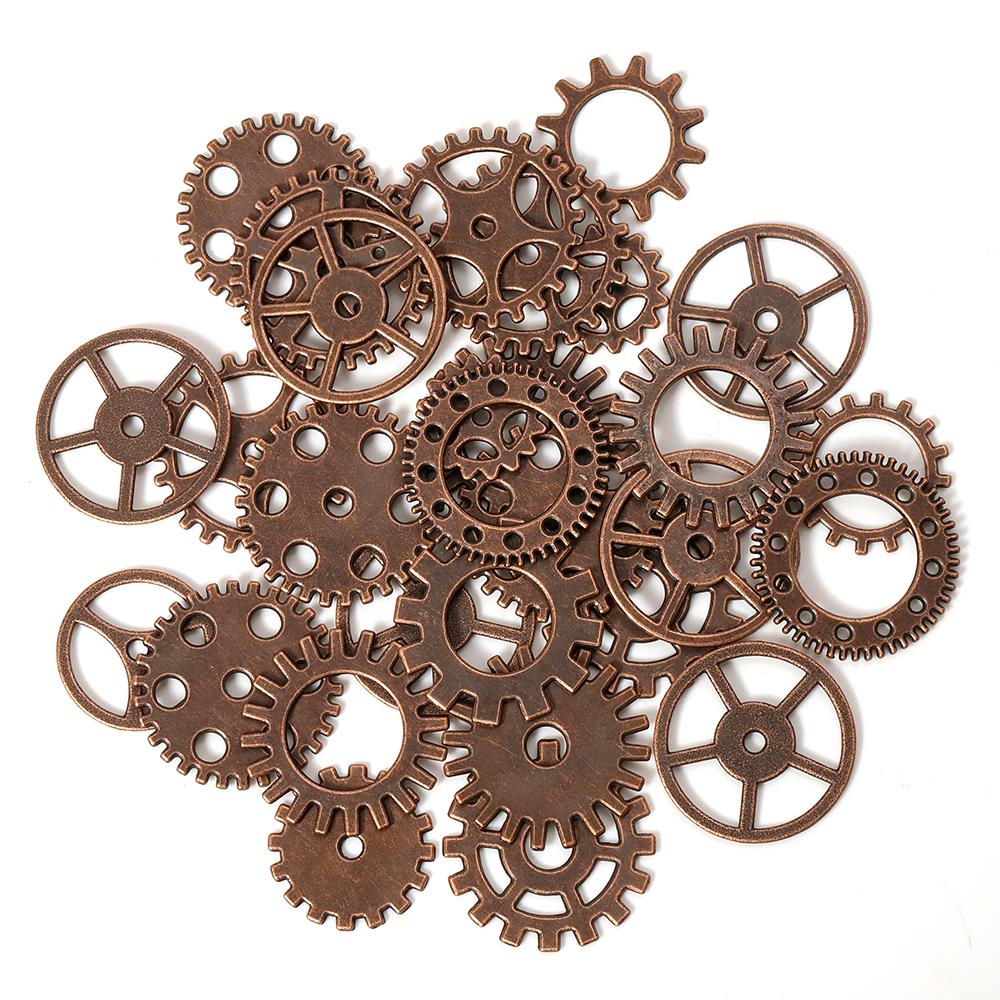 50g 100g Mixed Steampunk Gears Cogs Charms Pendant DIY Antique Metal Beads for Bracelets Crafts Jewelry Making Components