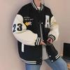 Men's Retro High Street Baseball Jacket: Autumn Fashion, Contrast Stitching, Loose Fit with Letter Embroidery