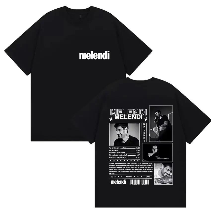 Rapper Melendi Tour 2025 Album Merch T Shirts Men's Vintage Gothic Oversized Cotton T-shirt Plus Size Streetwear Cotton  Hip Hop