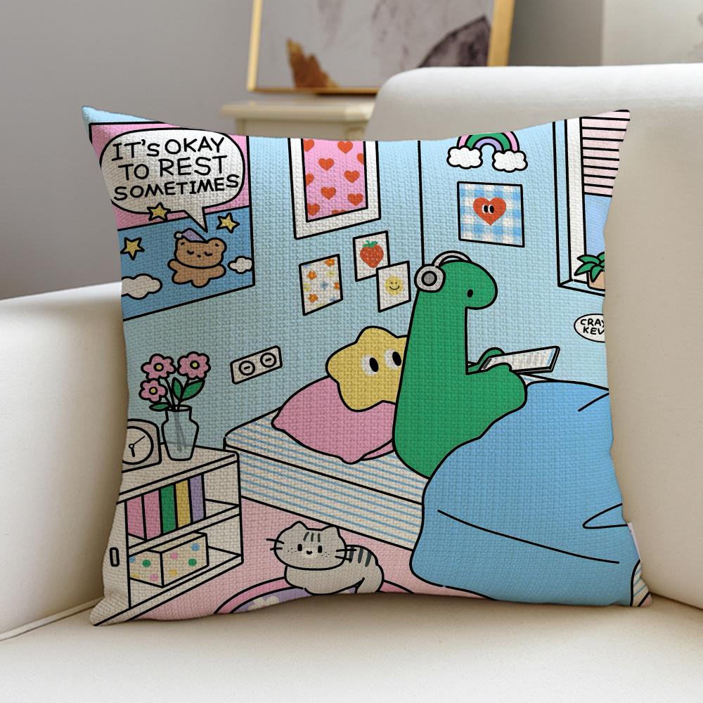 Quirky JJogumanS Cushion Cover Breathable and skinfriendly linen pillowcase square removable and washable cushion
