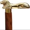 91.44 Cm Wooden Cane with Golden Lion Brass Handle – Decorative Vintage Gentleman Walking Stick