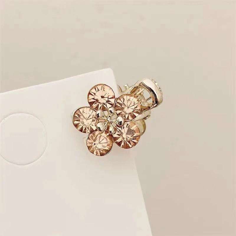 4Pcs Mini Rhinestones Flower Hair Claw Clips Non Slip Grip For Thick Hair Strong Hold Hair Jaw Clip Hair Accessories