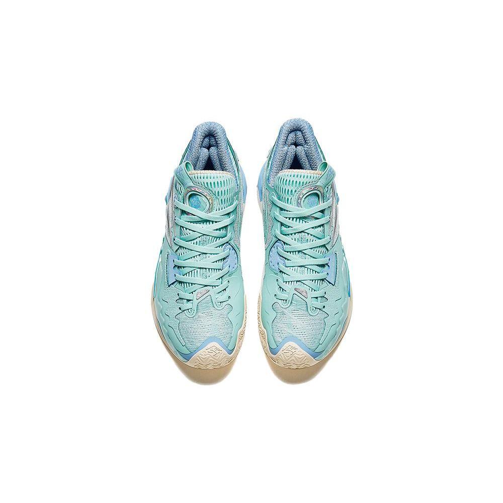 Anta Баскетбольные кроссовки Kids Crazy Tide 5 с низким верхом, амортизирующие, износостойкие, детские баскетбольные кроссовки, синие и зеленые 312331101-1