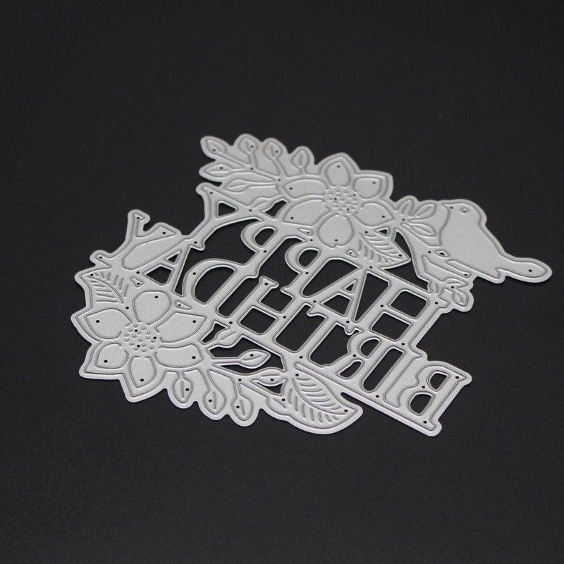 Вырубные штампы с днем рождения, металлический трафарет, сделай сам, скрапбукинг, альбом, бумажная карта, тиснение, ремесло, высечка, цветок, птица