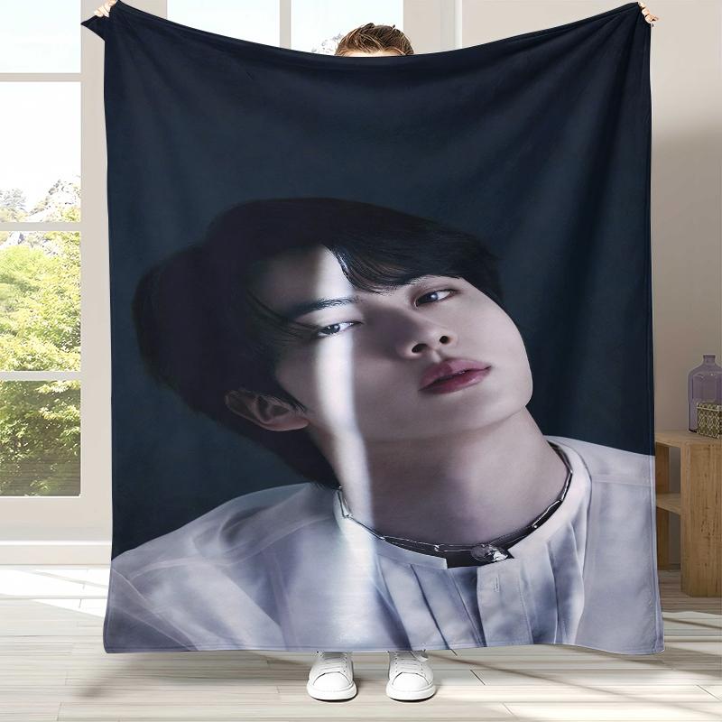 Ким Сок Джин Kpop B-BTS Фланелевое одеяло, Ультрамягкое теплое плюшевое покрывало для дома, спальни, кровати, дивана, офиса, кемпинга, пикника, подарок