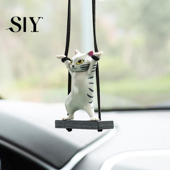 Adjustable Lanyard Ornament Resin Cat Car Auto Mirror Hanging Cute Wear-resistant Swing Figurine Pendant Interior Decor