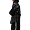 Adidas Solid Color Zip Collar Long Sleeve Leather Jacket Men Jackets Black JD9795