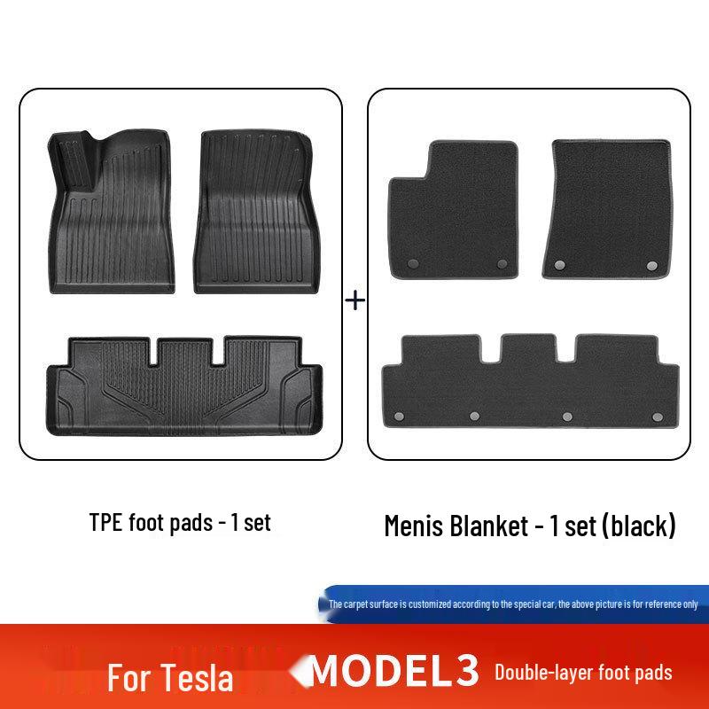 Custom TPE Floor and Trunk Mats for Tesla Model 3 Refresh Edition (Compatible with 25 Models)