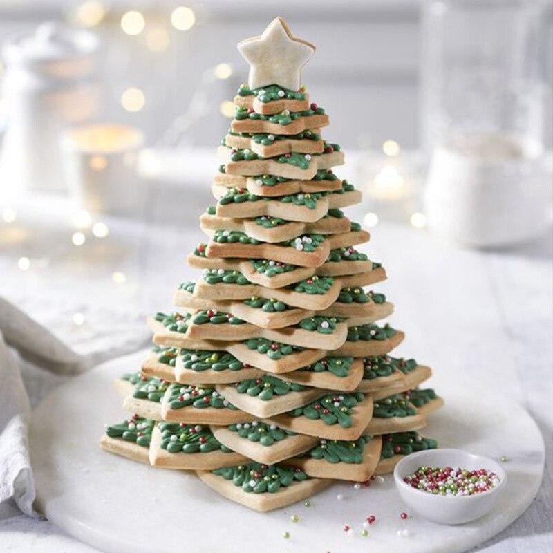 6 шт./компл., форма для выпечки помадки для печенья в форме рождественской елки, форма для печенья в форме цветка/сердца/звезд, формы для украшения торта, формы для выпечки