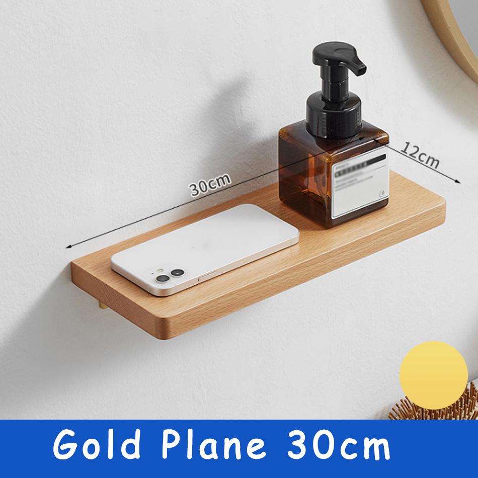 Деревянная полка для ванной комнаты, золотая настенная прямоугольная кухонная алюминиевая полка для ванной комнаты, держатель для душа, шампуня, мыла, черная, белая