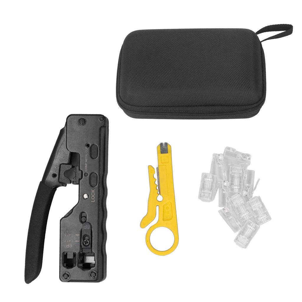 Набор клещей для обжима кабеля, храповой механизм, инструмент для зачистки и резки кабеля с 10 шт. RJ