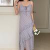 New ArrivalS Open Run Women S Summer Ruffle Check backleSS Long dreSS