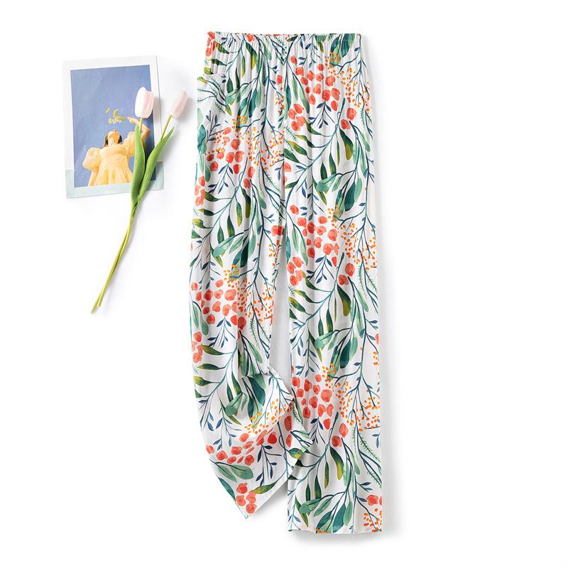 Women's Sleeping Pants Dot Sleepwear Wide Leg Pants High Waist Casual Loose Trousers Outwear