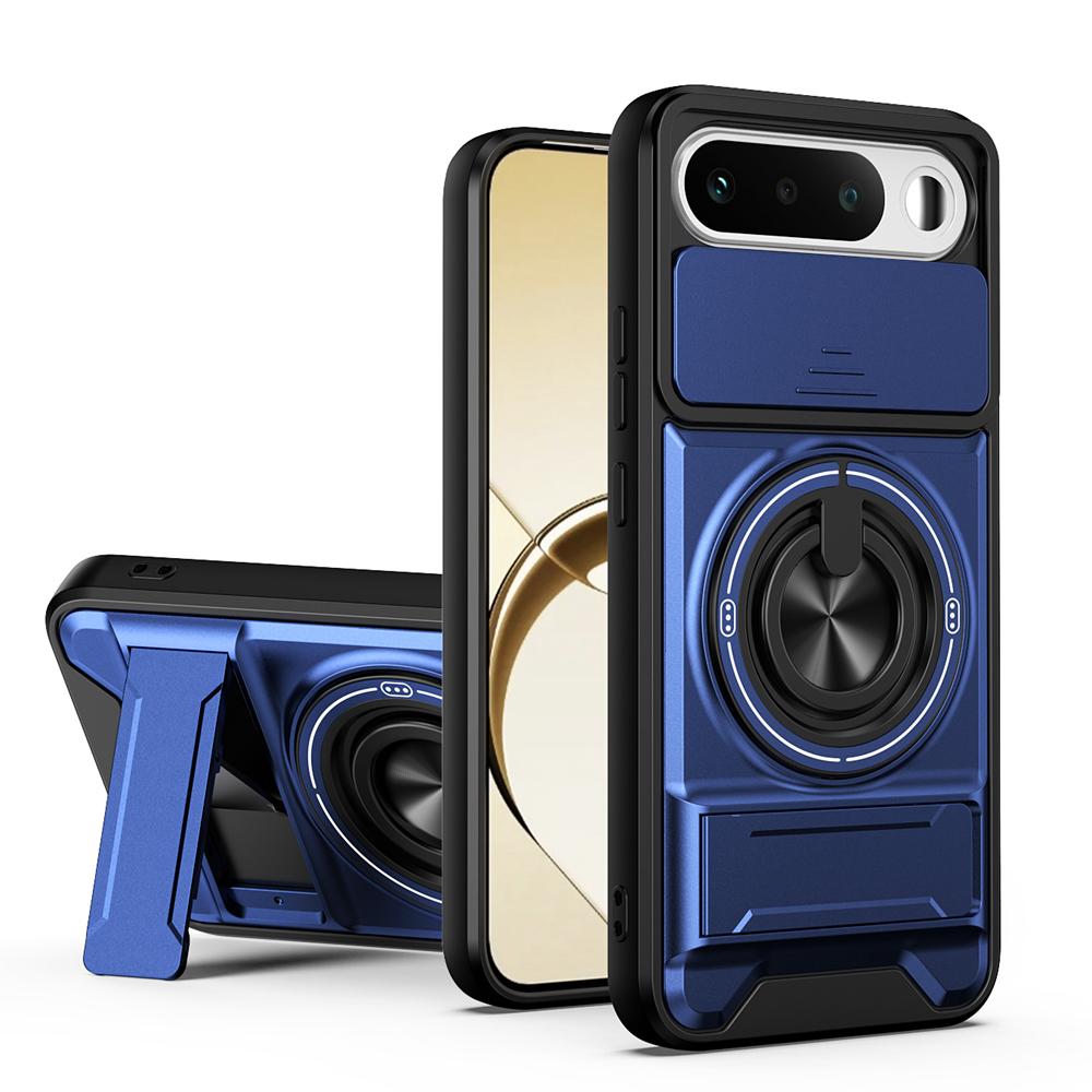 KEYSION Magnetic Phone Case for Raelme 16 5G Slide Camera Protection Upright Kickstand 360 Ring Shockproof Cover for Realme16 5G