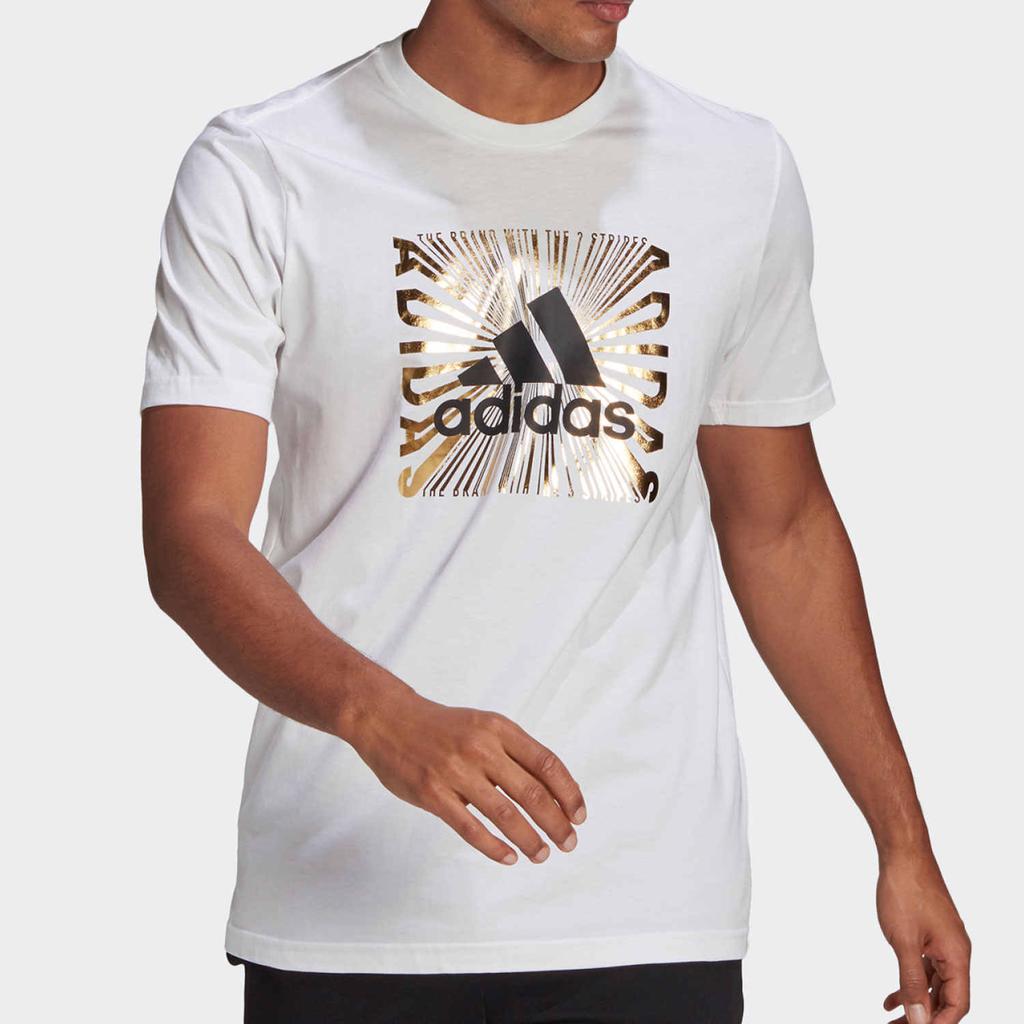 Adidas Alphabet Logo Print Casual Breathable Short Sleeve T-Shirt Men Tops White GL2392
