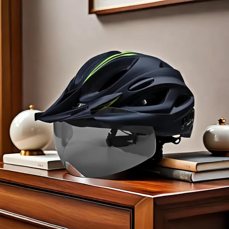 PJT New 4 In 1 Bike Helmet With Sun Goggle & Sun Visor Rechargeable Adult Bicycle Helmet Sunglasses Road MTB Cycling Helmet