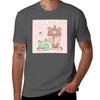 Afternoon Tea Cute Kawaii Bear Boba Tea and Frog Strawberry Cake T-Shirt cotton t shirt man man t shirts for men T-Shirt