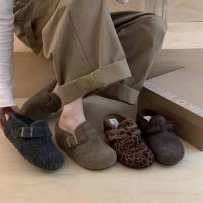 Премиальные плюшевые шерстяные туфли на плоской подошве, теплые хлопковые туфли, женская обувь, осенне-зимние туфли с закрытым носком, полушлепанцы