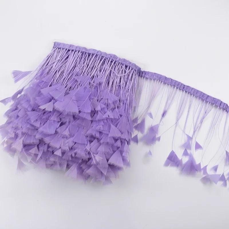 2Meters Colored Turkey Feathers On Tape Tassel Fringe Trim Decoration White Black Ribbon Sewing Dress Flecos Handicrafts Decor
