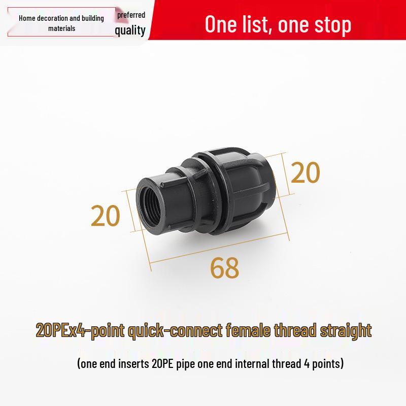 PE Direct Quick Connect Male & Female Thread Repair Joint 20-25mm Plumbing Fittings for Tap Water Pipes