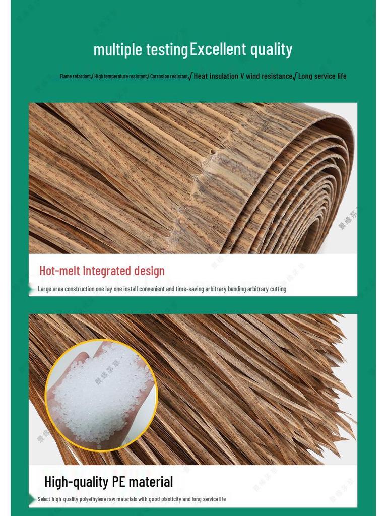 Flame Retardant PE Plastic Thatch Roof Decor for Scenic Areas