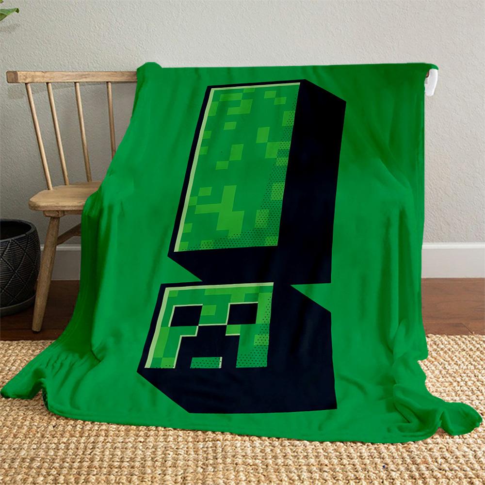 1 шт. Фланелевое одеяло с дизайном в стиле игры Creeper Pixel - Мягкое теплое, 3D-печать, легкий плед для всех сезонов, для кемпинга, путешествий, кровати-080713