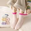 Autumn Winter Coral Fleece Middle Tube Socks For Women Warm Thicken Home Floor Socks Candy Color Sleeping Socks Lady Towel Socks