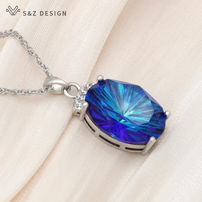 Модное роскошное ожерелье цвета розового золота с большим овальным кристаллом для женщин, свадебное элегантное ювелирное изделие с кубическим цирконием