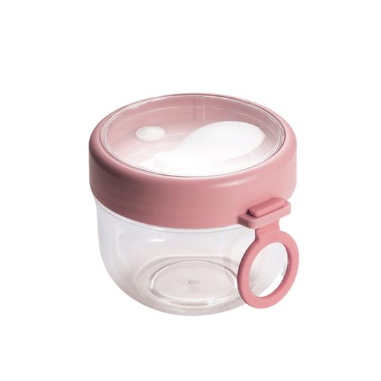 600ml Oatmeal Cup Visible Airtight Lid Thickened with Spoon Food Storage Portable Overnight Yogurt Milk