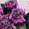 Flexible Black Spider Rose Flower Stem Bouquet Halloween Decoration Adjustable Silk Floral Arrangement Accessory