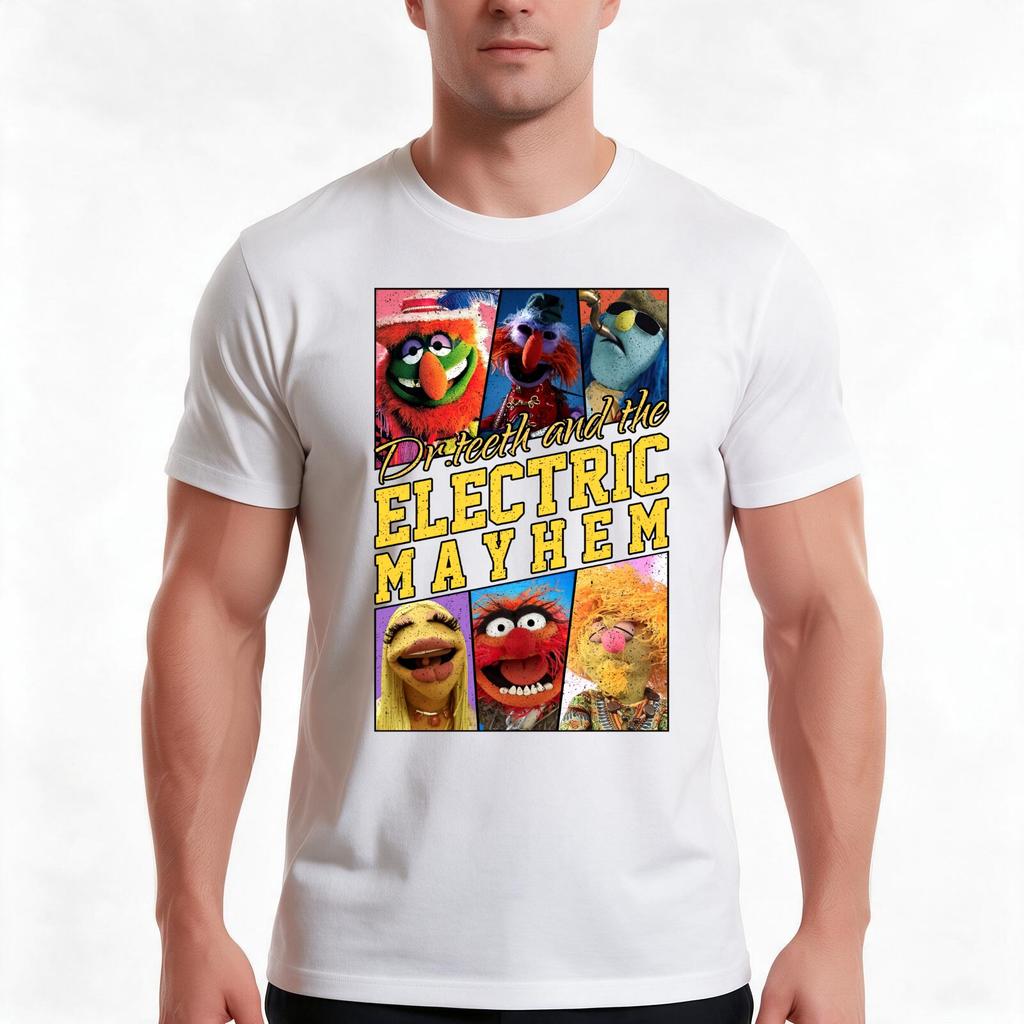 The Electric Mayhem TShirt Summer Casual Cotton Tee Oversized Streetwear Tops Vintage Graphic Print Loose Fit Short Sleeve