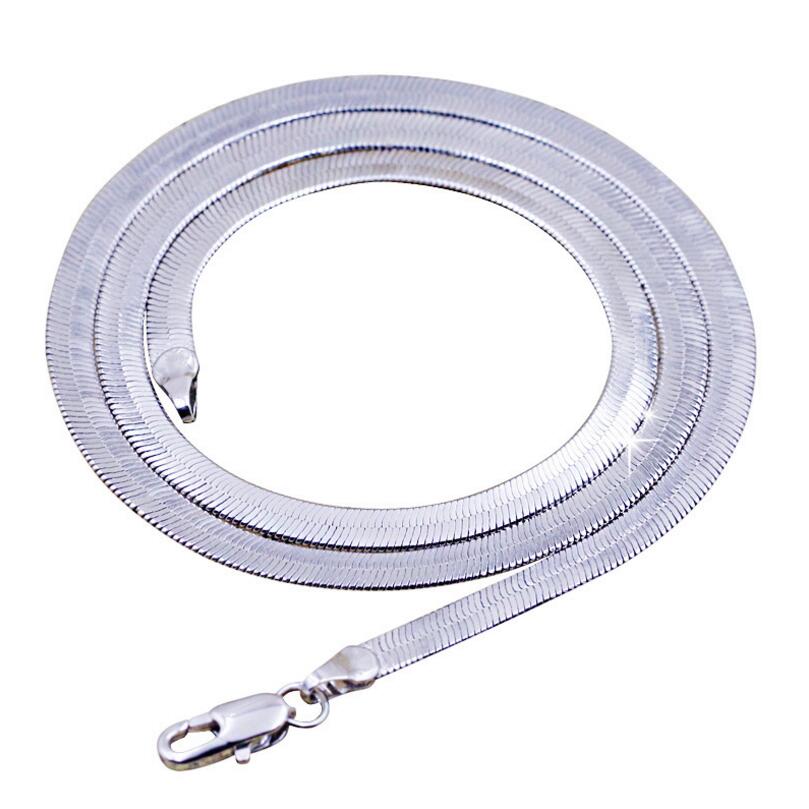 ANENJERY Ожерелье унисекс, плоская цепочка со змеиными звеньями, ошейники с застежкой-лобстером, ожерелья для женщин и мужчин, S-N21