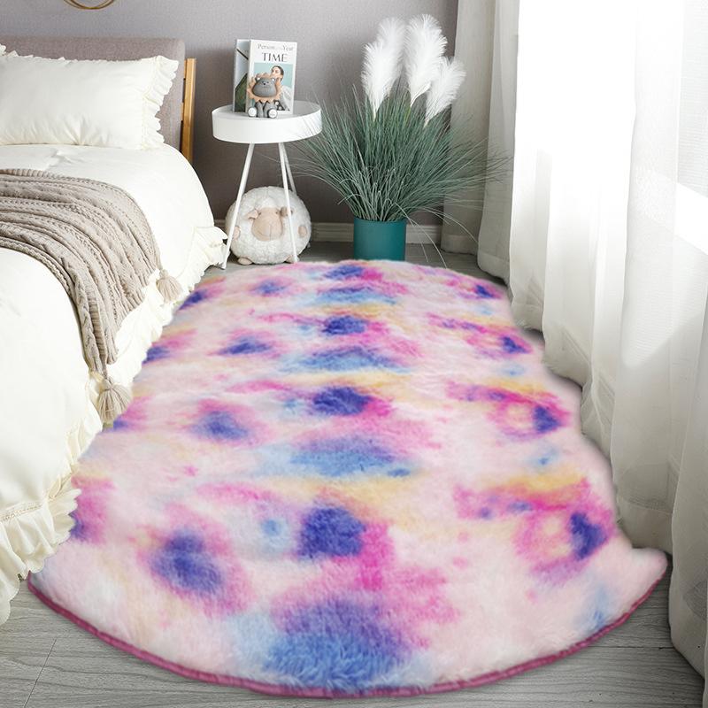 Белый Овальный Пушистый Тканевый Коврик - Мягкий и Декоративный Прикроватный или Коврик для Гостиной