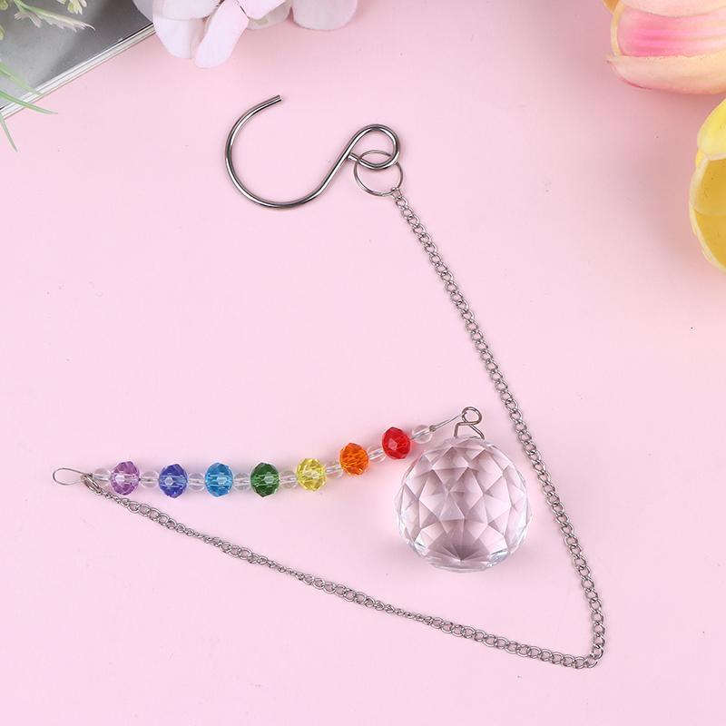 1Pc Colorful Crystal Sun Catcher Rainbow Maker with Hanging Chain for Home Decoration Thanksgiving Decorative Prism