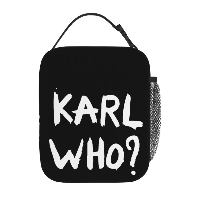 Karl Who Slogan Print Lunch Bag Portable Insulated Meal Bags Reusable Thermal Oxford Bento Tote for School Travel Picnic Beach