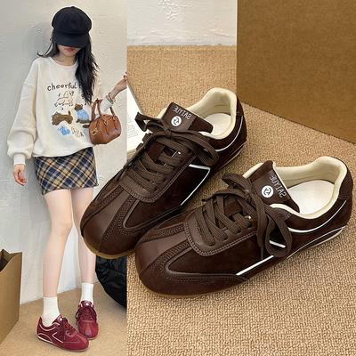 Версия в наличии~ Толстая подошва с внутренней высотой, ретро немецкие тренировочные туфли женские 2025 осень новая корейская спортивная и повседневная обувь мягкая подошва