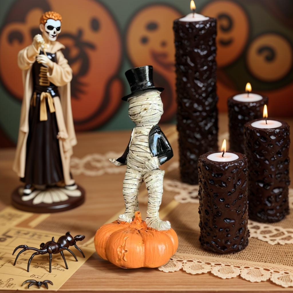 1 Piece Suitable for Halloween Pumpkin Base Mummy Figurine, Quirky Desktop Decoration, Resin Craft Small Statue