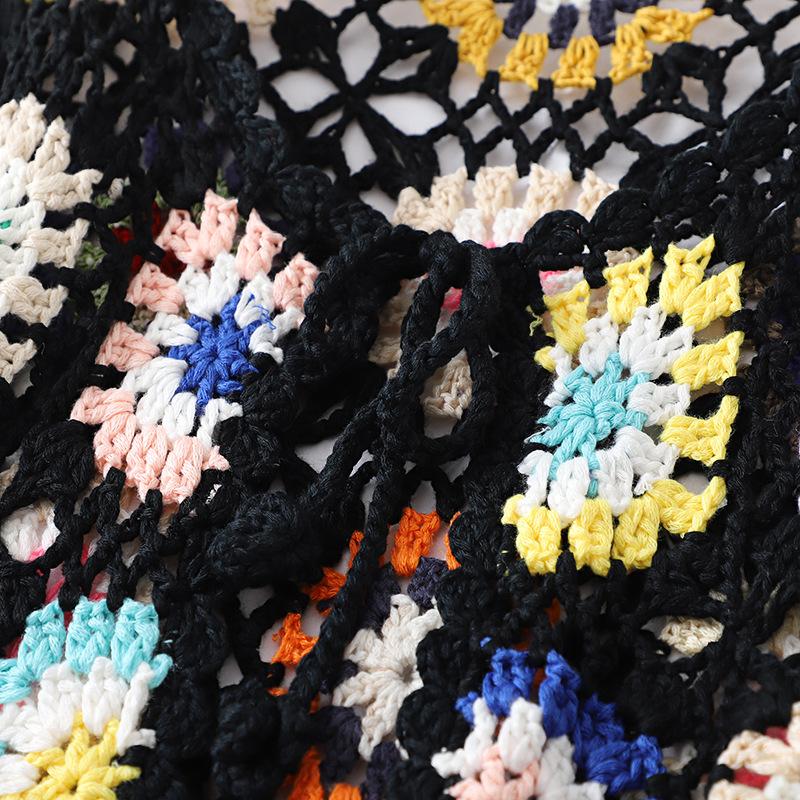 Women's Handmade Crochet Cardigan Knit Sweater Hollow Out Jacket Ethnic Long Sleeve Top