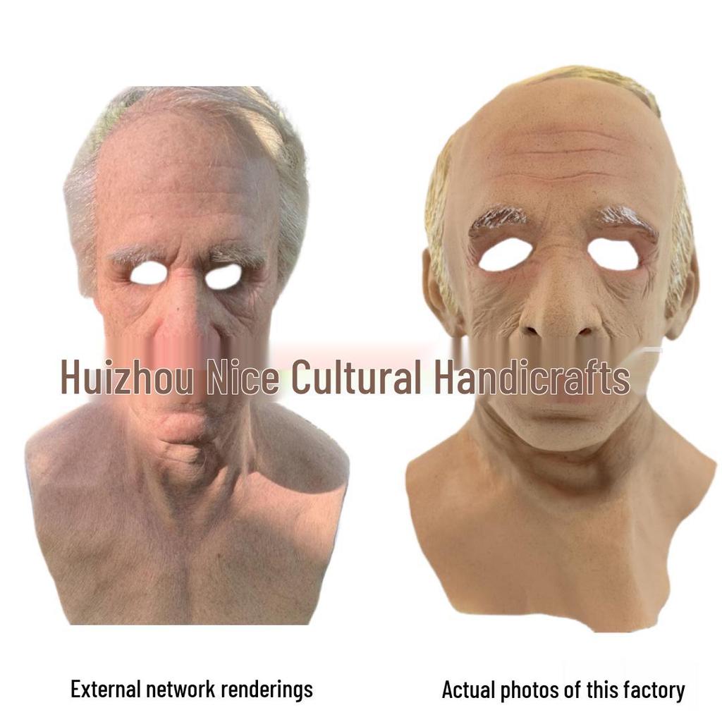 Crying Child Latex Mask with Wig - Handsome Guy Style Halloween Old Man and Young Person Face Mask