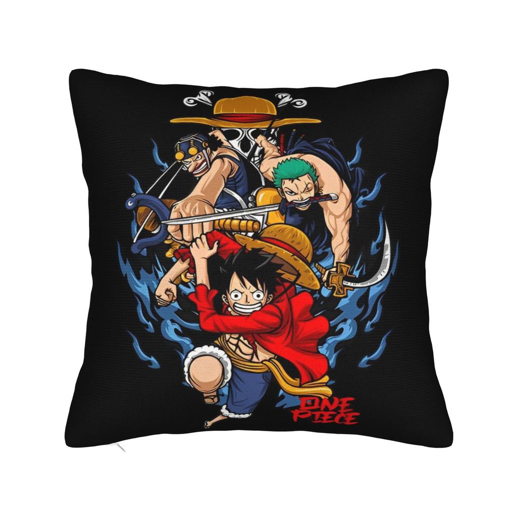 Luffy Anime Skull Square Pillow Case Cushion Cover Funny Zipper Decorative Pillowcover for Sofa cm