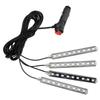 Dash Floor Foot Strip Lights 9 LED 4 In 1 Car Interior Atmosphere Lights Cigarette Lighter Adapter Auto Decorative Lamp