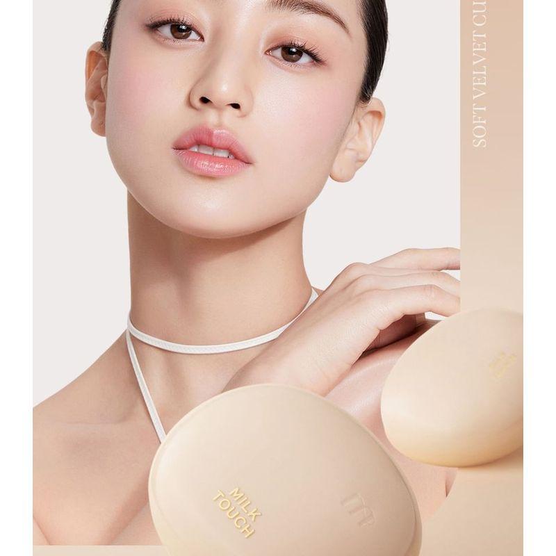 Milk Touch - Набор с кушоном для лица с мягким вельветовым покрытием на весь день - 3 цвета
