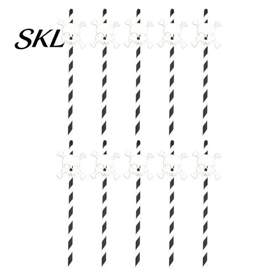 Eco-friendly Drink Straws 10PCS Disposable Paper Straws, with Halloween Theme Decorative Patterns, Odorless Thickened Drinking Striped for Cocktails