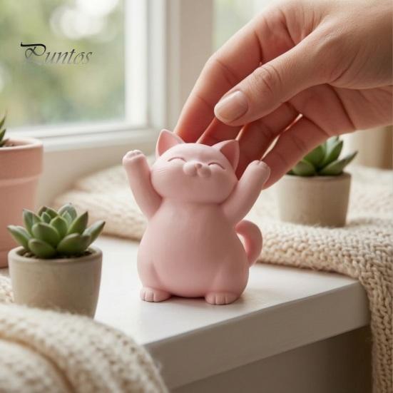 Уникальные подарки для кошек 3D-печатная розовая фигурка обнимающихся кошек, очаровательная статуэтка сидящего котенка с поднятыми лапами, декор для рабочего стола, Kawaii, для стола, приборной панели автомобиля