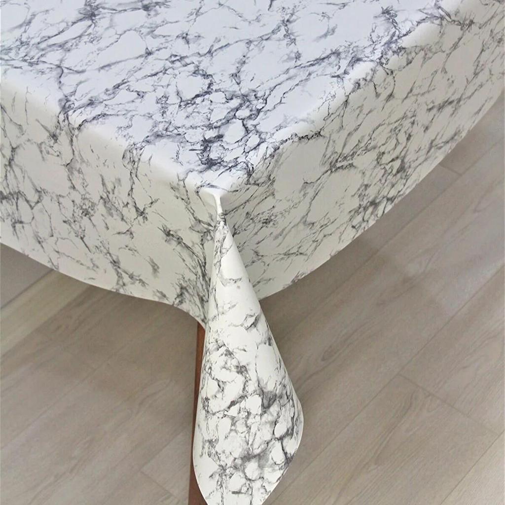 Выровнянный волокном Wipeable мрамор скатерти клеенки Pvc серый