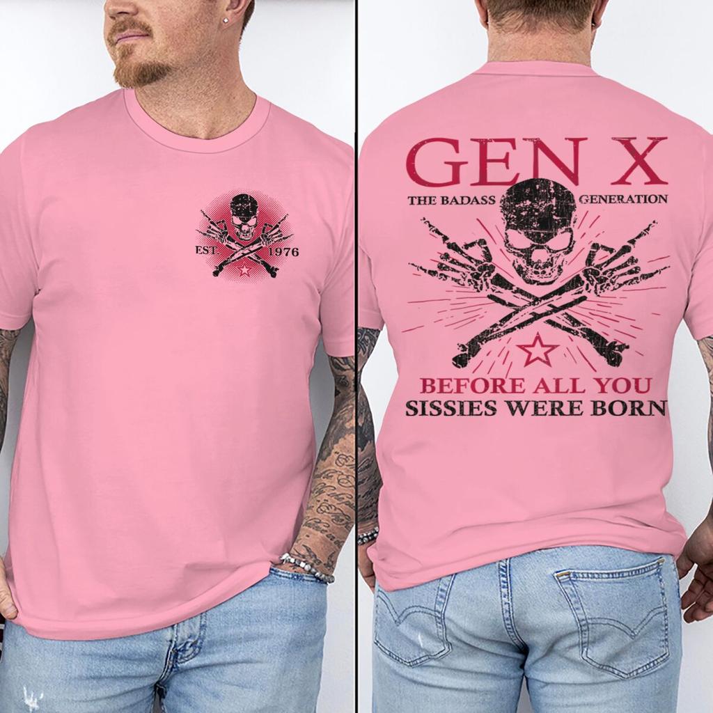 Est 1976 Vintage Gen X Graphic T Shirts Unisex Unisex Fun Generation X Print Tops Short Sleeve Crew Neck Male Streetwear