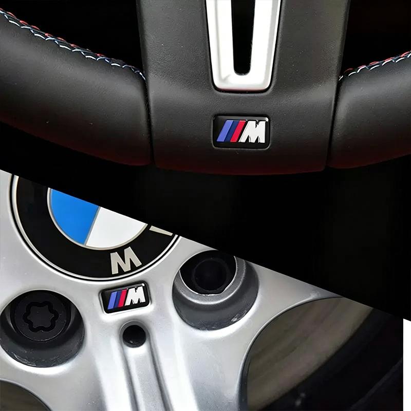 16/17/18/19mm Car Wheel Hub Caps Steering Wheel Emblem Badge Decals For BMW M Power X1 X3 X5 X6 3 5 7 Series E46 E90 F30 G20 FH7