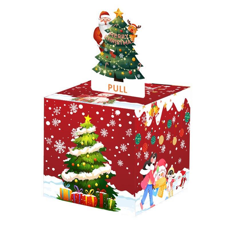 Christmas draw money surprise gift box 12 × 12cm Christmas tree pull money box Holiday party creative gift