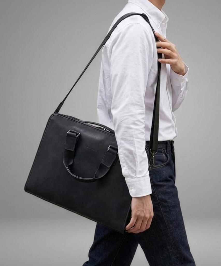 Tantin Genuine Cowhide Men'S Briefcase T13048 Black