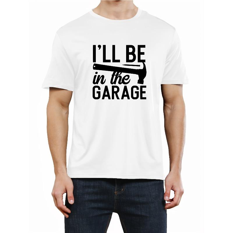 Европейские размеры Мужская футболка с принтом Garage - Удобная и легкая футболка с коротким рукавом и графическим принтом для летней повседневной носки